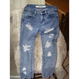 Melville Jeans Destructed Skinny Size 23 Blue Denim Cropped